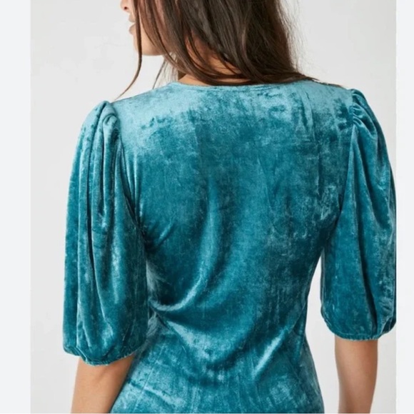 13. ✨Free People NWT Don’t You Wish Velvet Bodysuit In Deep Teal Size XS - Picture 2 of 7